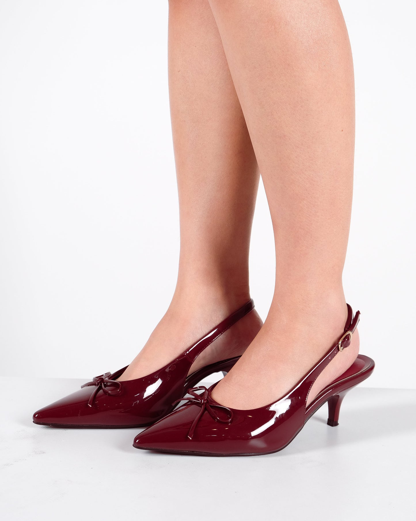 Clara Slingback Heels in Wine Red