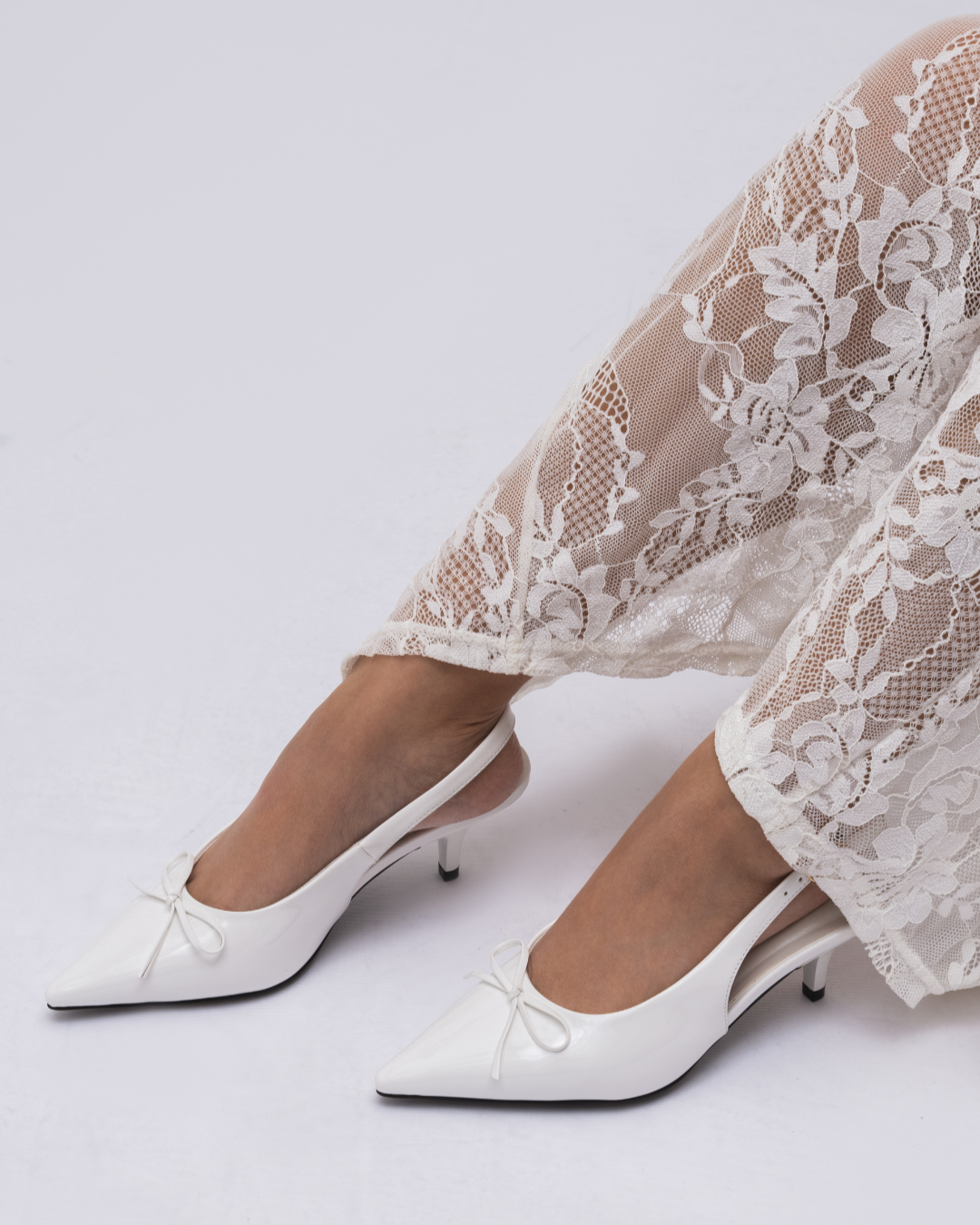 Clara Slingback Heels in White