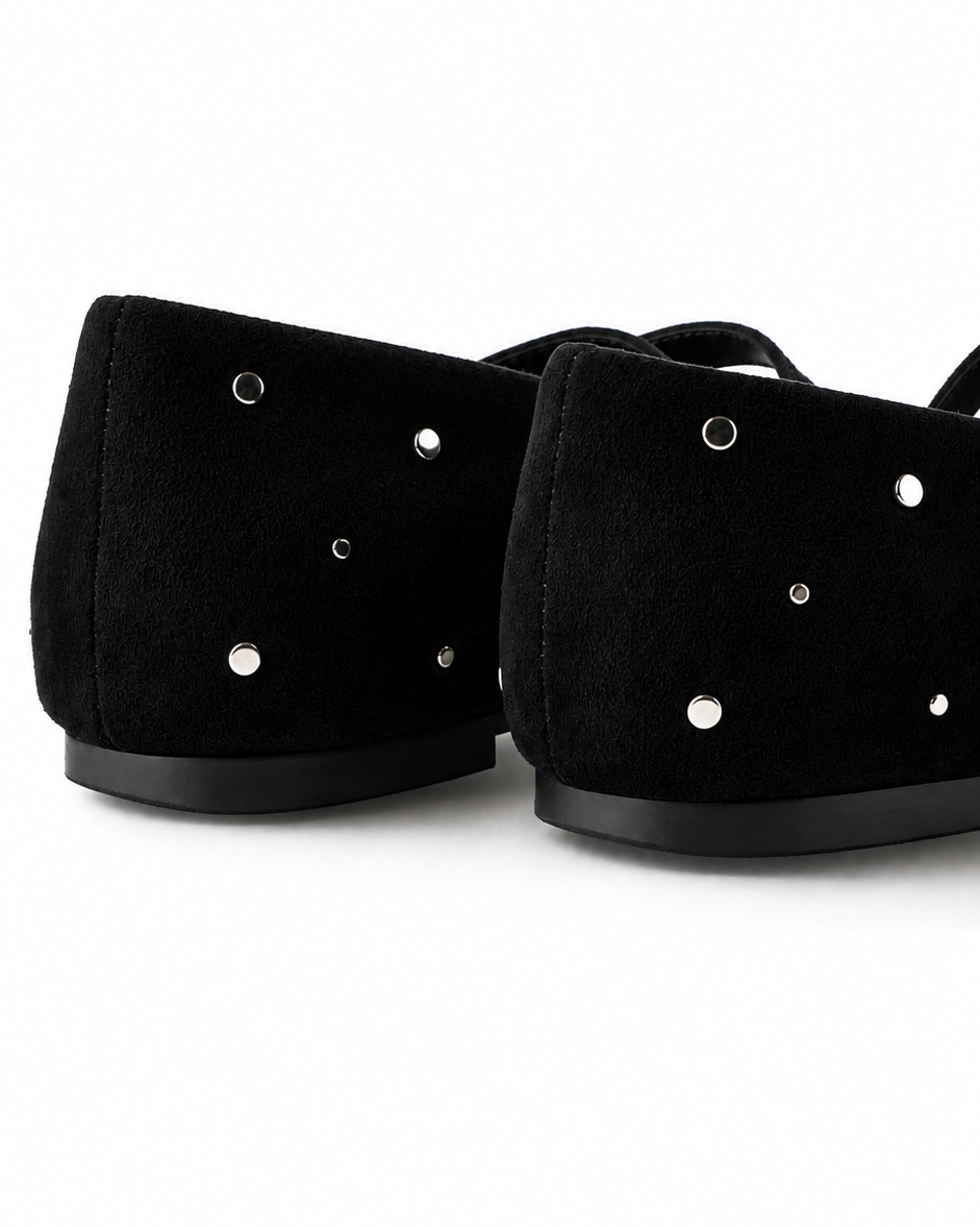 Seyj Mary Janes in Black with Studs