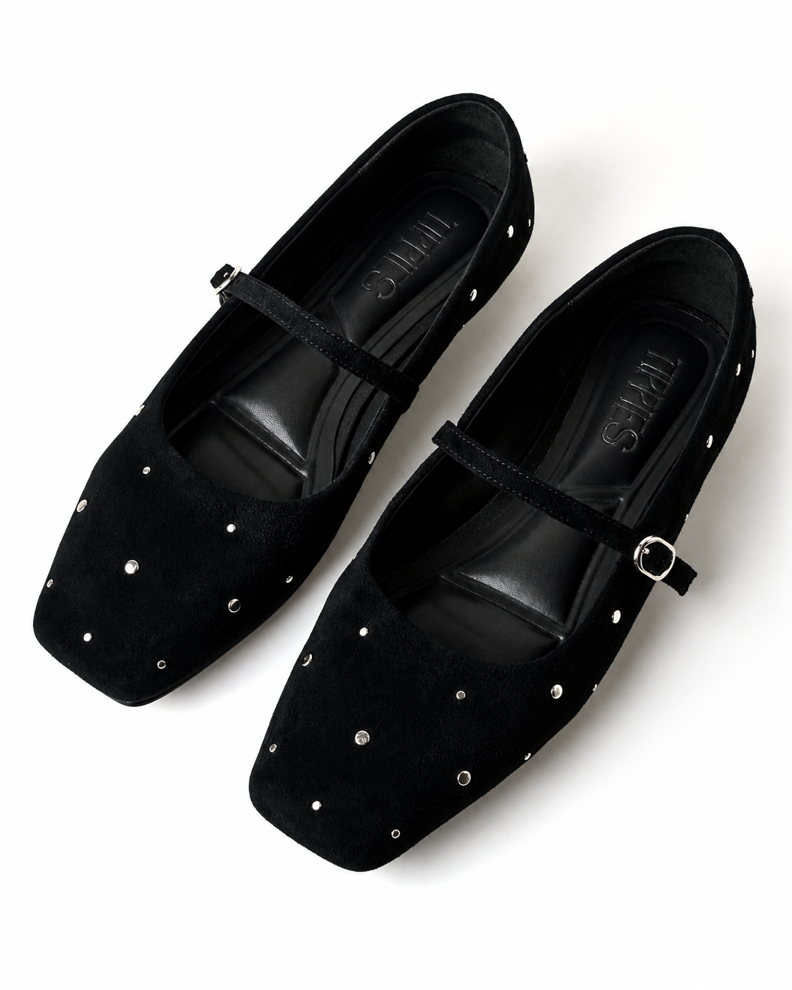 Seyj Mary Janes in Black with Studs