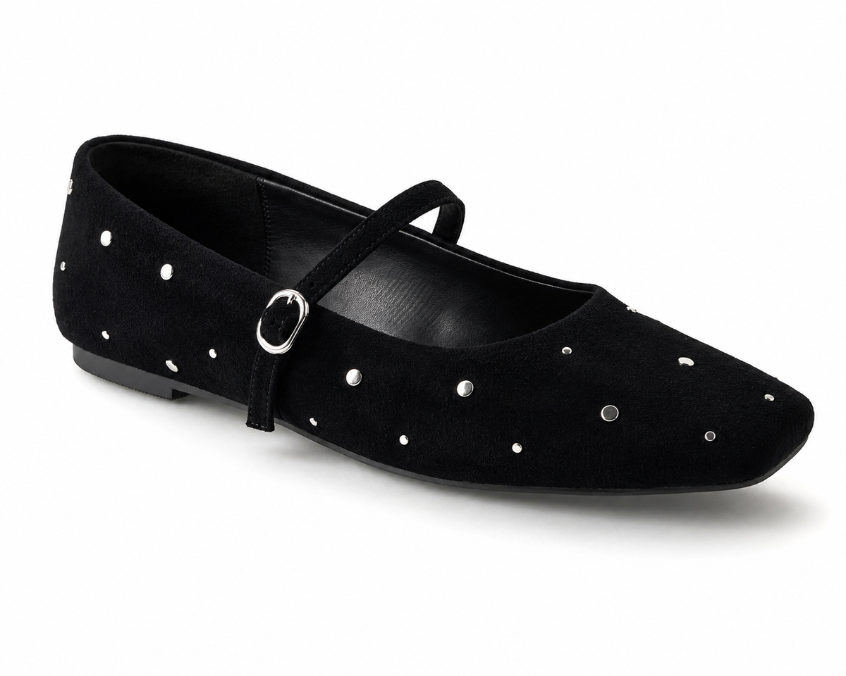 Seyj Mary Janes in Black with Studs