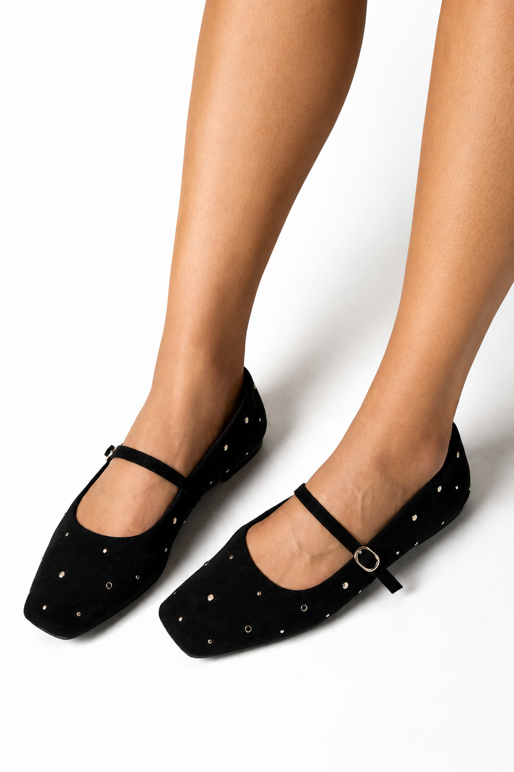 Seyj Mary Janes in Black with Studs