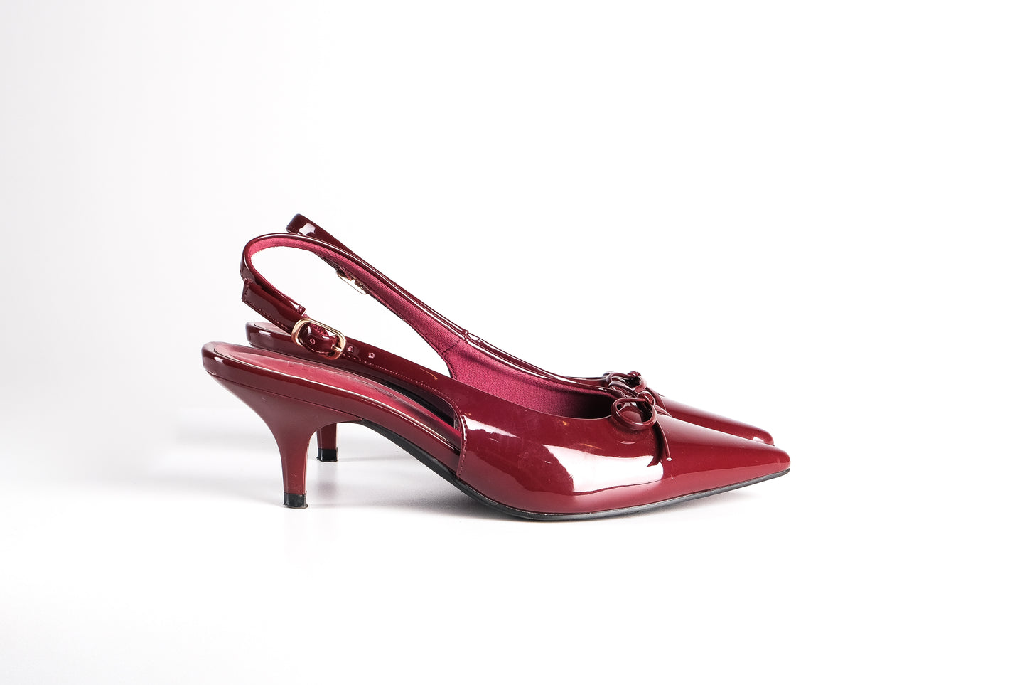 Clara Slingback Heels in Wine Red