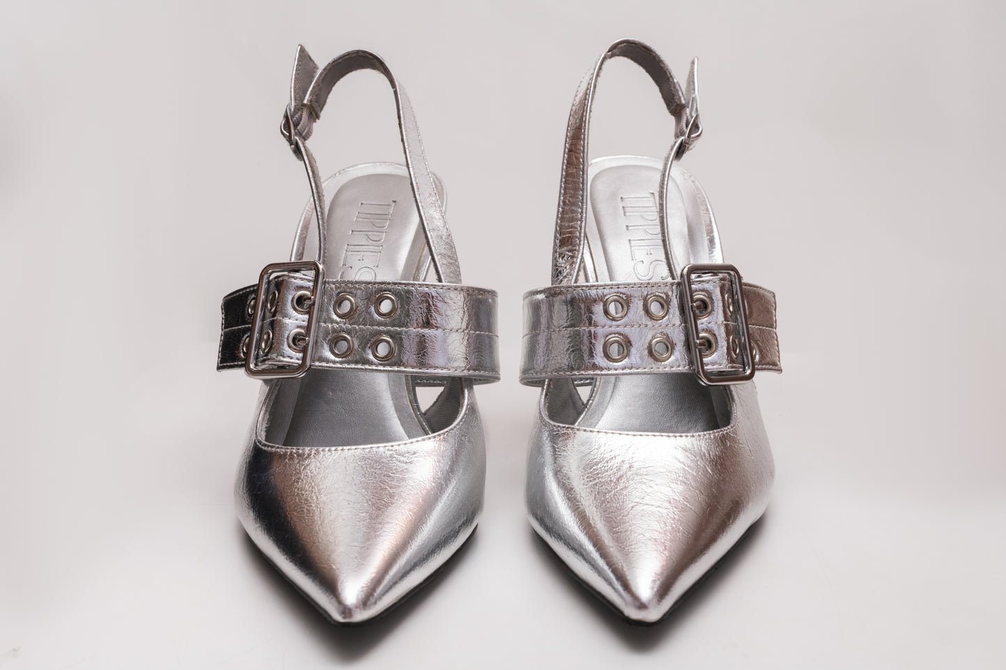 Ash Slingback Heels in Metallic Silver