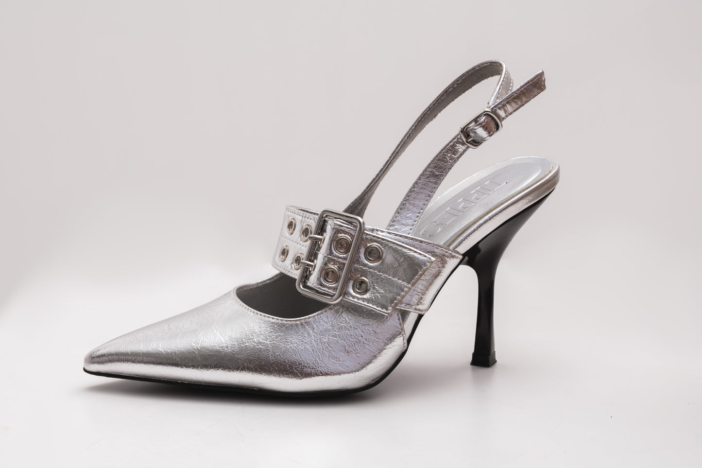 Ash Slingback Heels in Metallic Silver