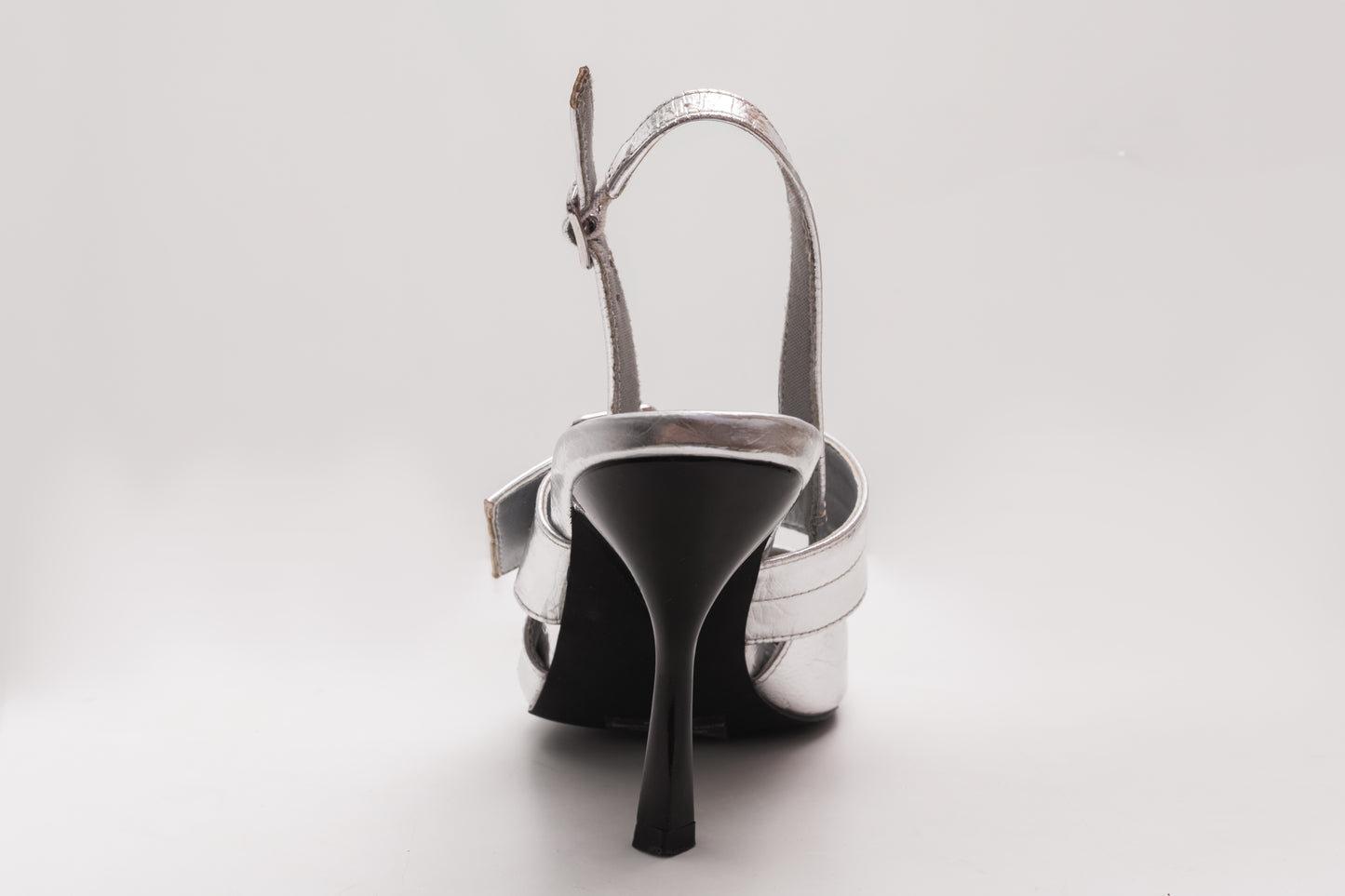 Ash Slingback Heels in Metallic Silver