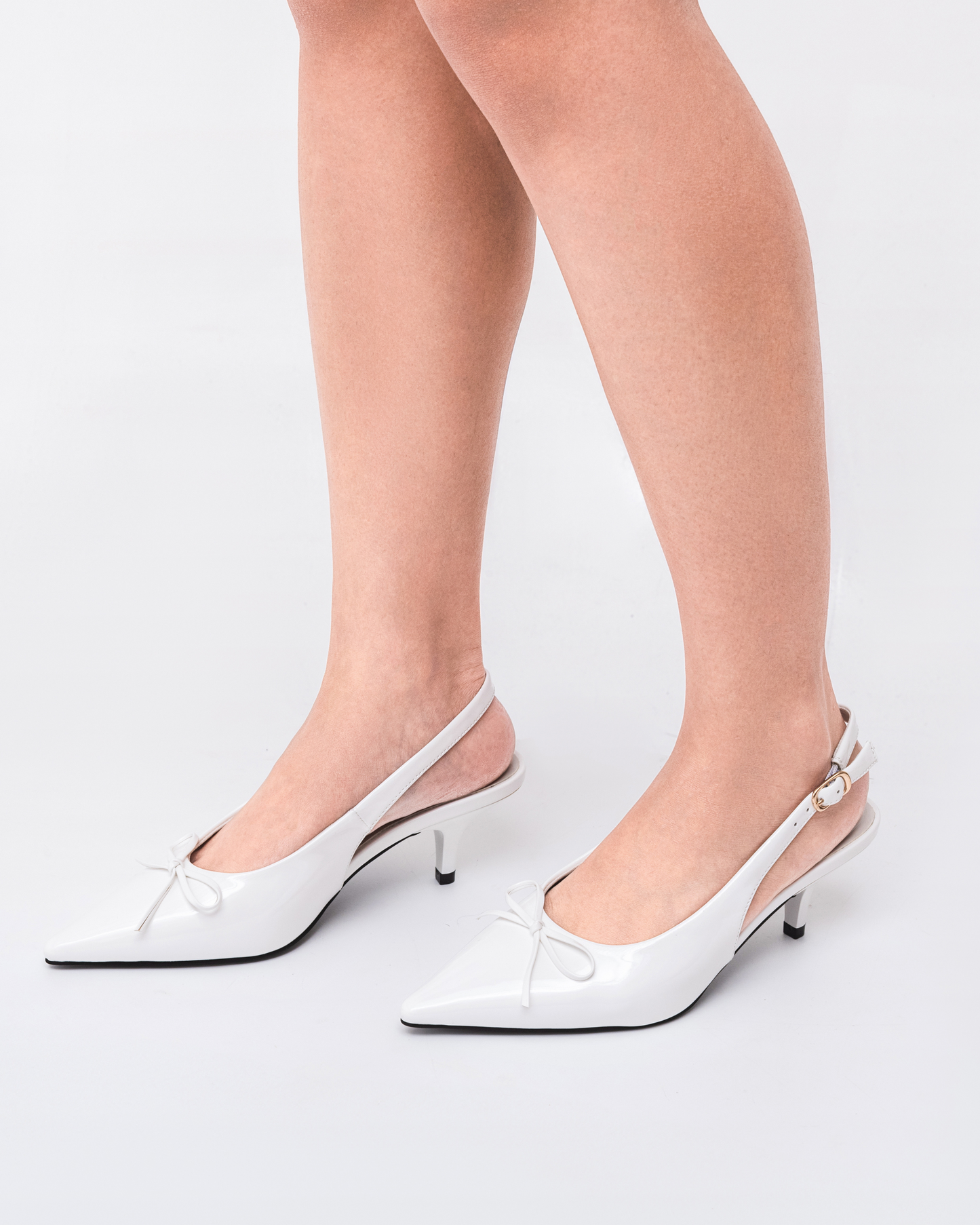 Clara Slingback Heels in White